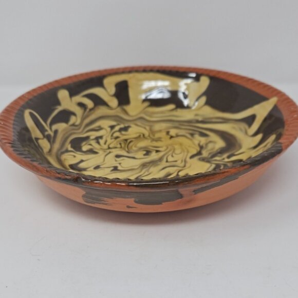 Vintage 1995 Colonial Williamsburg Redware Mocha Slipware Bowl 8" Terracotta - Picture 3 of 6